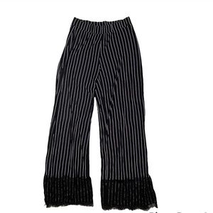ZARA Striped Wide Legged Pants with Lace Detail